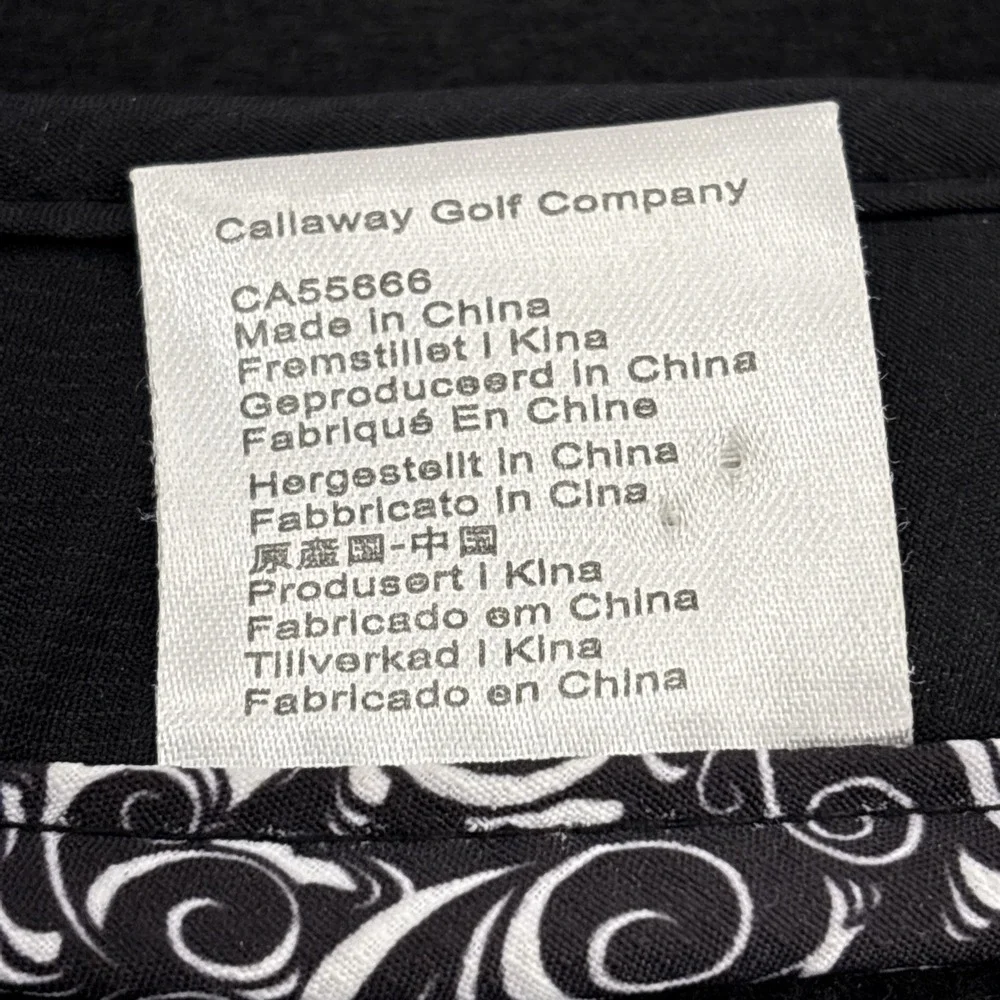 Callaway Ladies Golf Visor Black Adjustable Hook & Loop White Paisley Trim